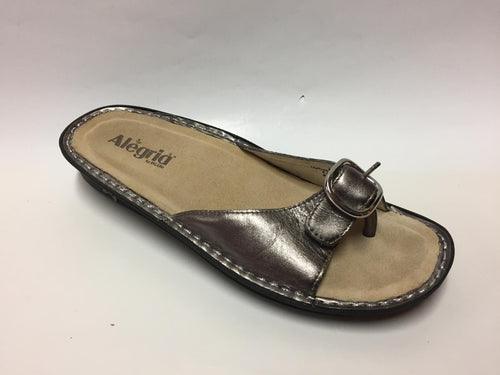 Alegria Mil-204 Pewter Metallic Thong Sandal